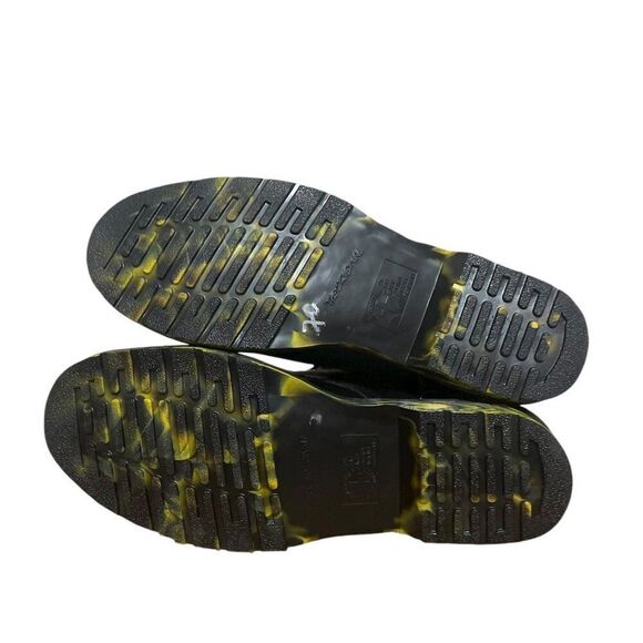 Dr. Martens 1460 marbled black yellow marbled sole leather boots NWOB Size 14 main image 4